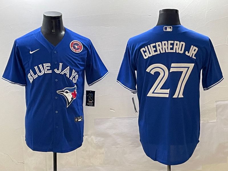 Men Toronto Blue Jays #27 Guerrero jr Blue Game 2025 Nike MLB Jersey style 4